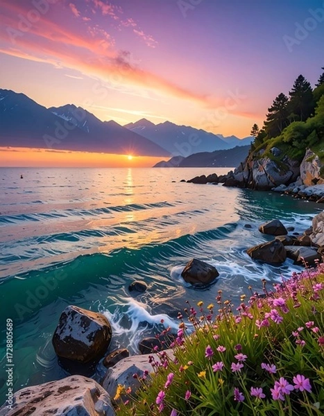 Fototapeta Scenic coastal sunrise