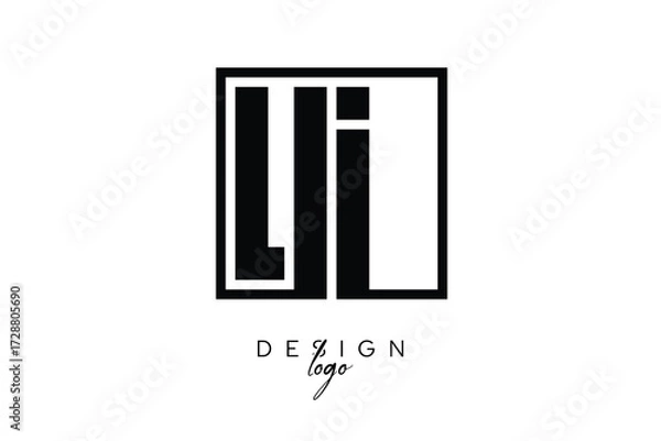 Fototapeta VI Double Letter Monogram Logo – Bold Square Typography Initials for Modern Branding, Identity & Professional Design