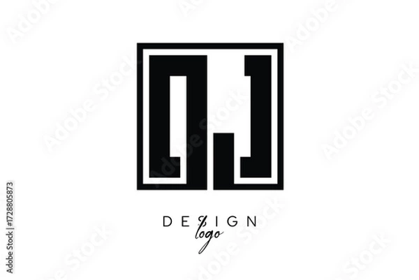 Fototapeta DJ Double Letter Monogram Logo – Bold Square Typography Initials for Modern Branding, Identity & Professional Design