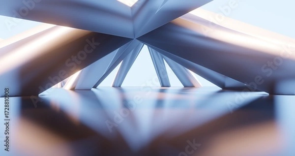 Fototapeta Architecture background geometric arched interior 3d render