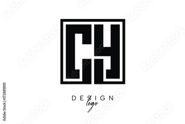 Fototapeta CY Double Letter Monogram Logo – Bold Square Typography Initials for Modern Branding, Identity & Professional Design