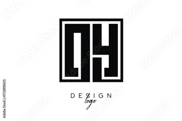 Obraz DY Double Letter Monogram Logo – Bold Square Typography Initials for Modern Branding, Identity & Professional Design