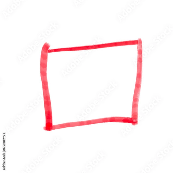 Fototapeta Red squares mark on transparent background. Red highlighter squares  icon, Hand drawn squares  highlighter line sketch