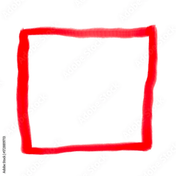 Fototapeta Red squares mark on transparent background. Red highlighter squares  icon, Hand drawn squares  highlighter line sketch