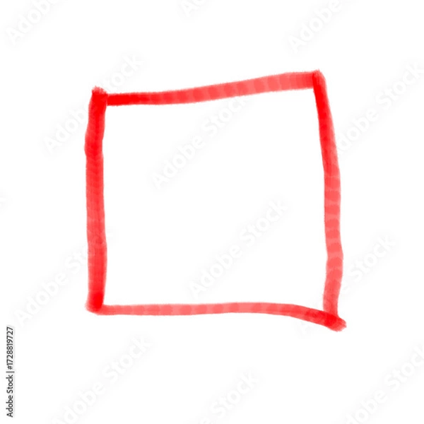 Fototapeta Red squares mark on transparent background. Red highlighter squares  icon, Hand drawn squares  highlighter line sketch