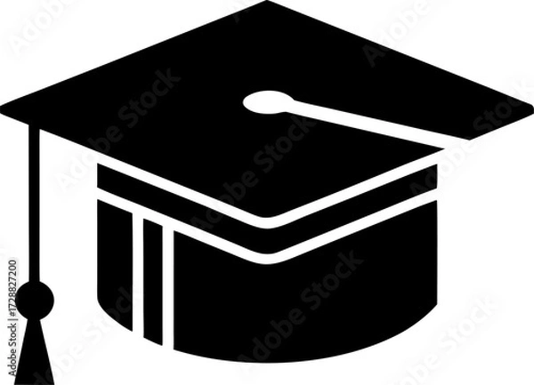 Obraz Graduation Cap silhouette black icon
