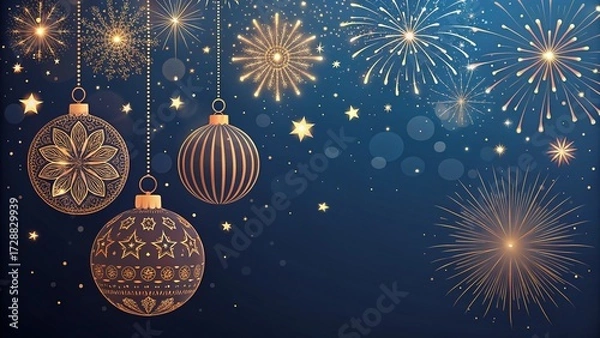 Obraz Abstract Neon Fireworks and Colorful Wave Light Festival Background —AI GENERATED  