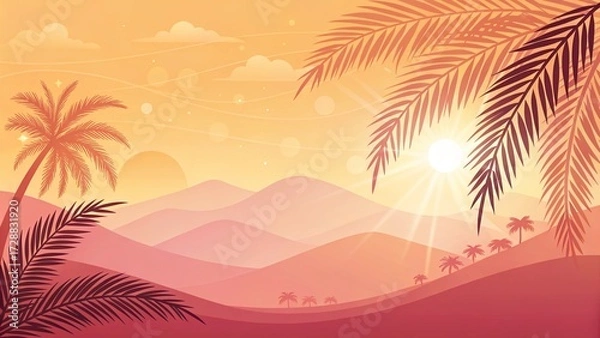 Obraz Abstract Summer Ocean Waves Gradient with Seashell Patterns —AI GENERATED  