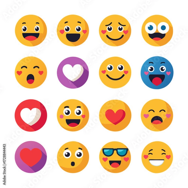 Fototapeta Flat design emoji icon set showcasing various expressions
