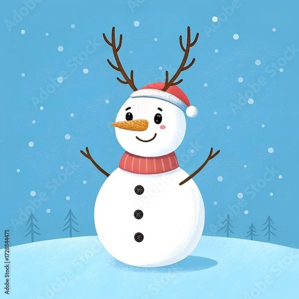 Obraz snowman with christmas tree