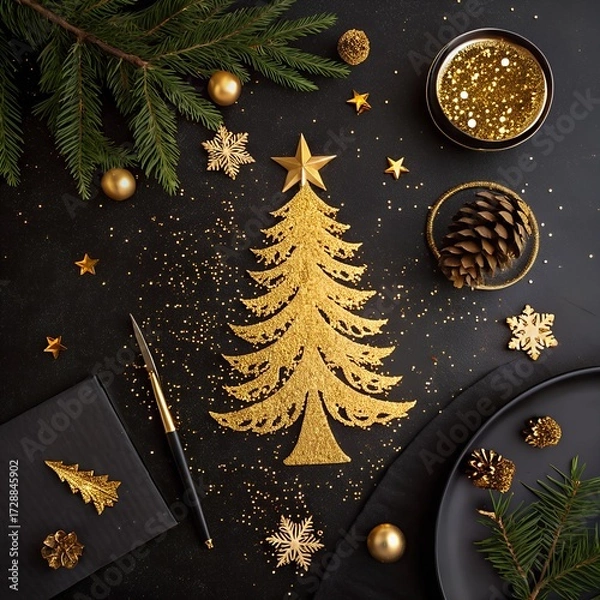 Obraz christmas background with christmas tree