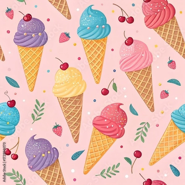 Obraz ice cream seamless pattern