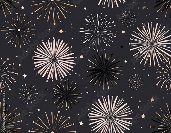 Fototapeta Fireworks pattern on dark background