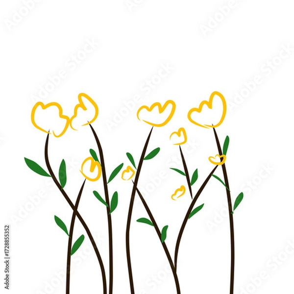 Obraz yellow flowers on white background