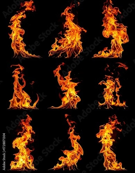 Fototapeta Flaming patterns on black background