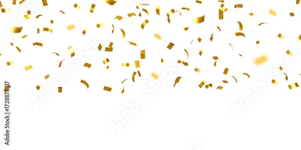 Fototapeta falling gold confetti and streamers seamless pattern on transparent background
