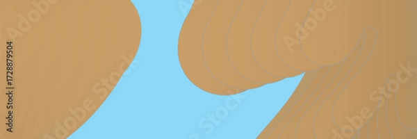 Fototapeta top view beach background in paper cut style. 3d seaside yellow sandy coast and blue sea waves in summertime in papercut art. vector card illustration cutout from cardboard