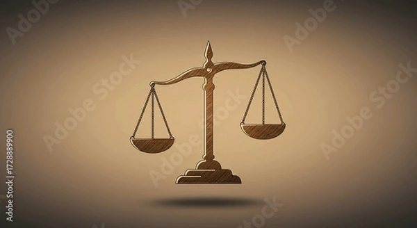 Fototapeta Elegant golden scales of justice symbolize fairness and legal balance in a professional, authoritative setting, representing impartiality and truth.