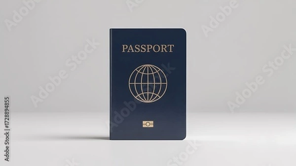Fototapeta A Dark Blue Passport with a Globe Emblem