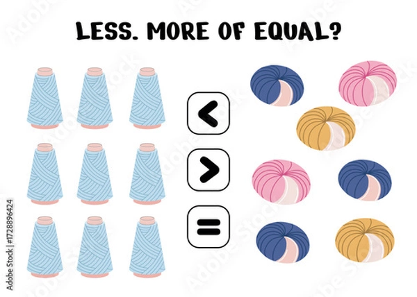 Fototapeta Preschool Math Activity – Greater, Less, Equal