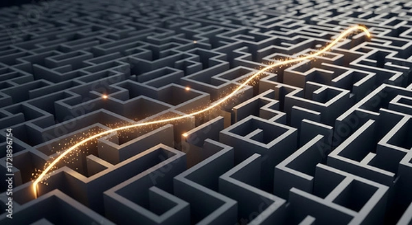 Fototapeta Exploring the maze of innovation an ai studio journey through a futuristic digital environment