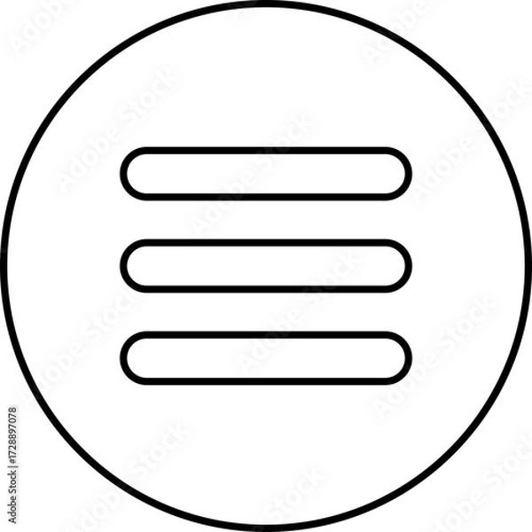 Fototapeta Menu Button Icon in Black Line Art.