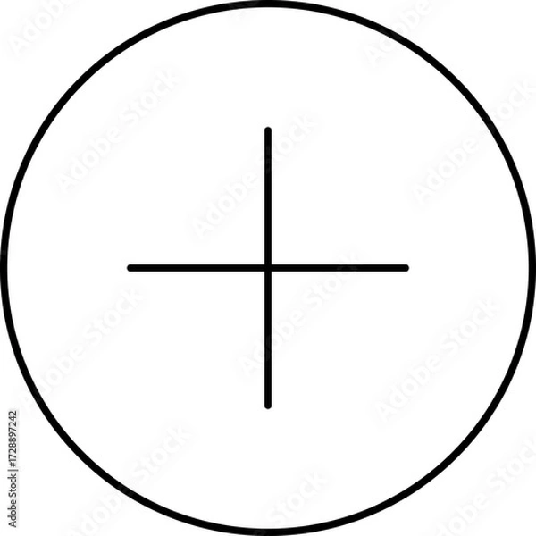 Fototapeta Add Button Icon in Black Line Art.