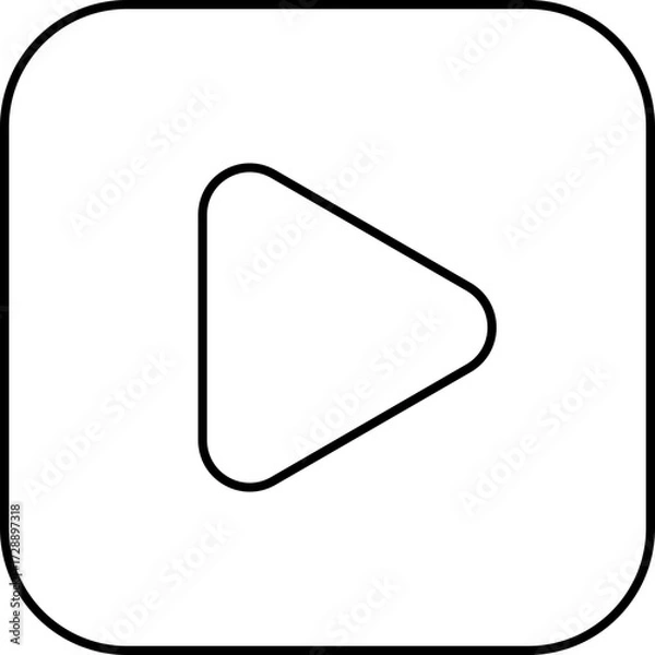 Fototapeta Play Button Icon in Black Line Art.