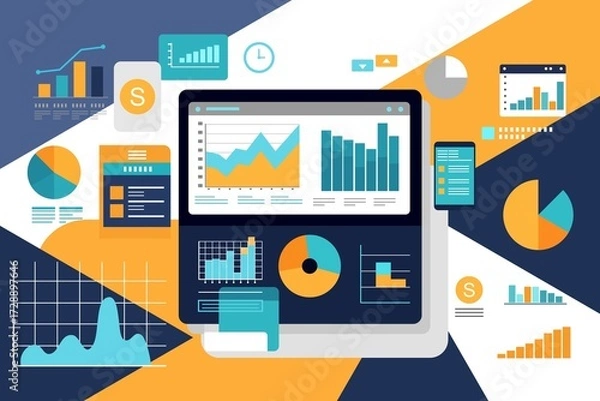 Obraz Accounting finance graphic report worker vector image