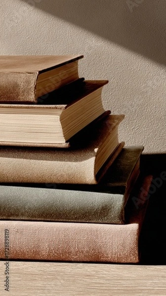 Fototapeta Minimalist Horizontal Book Stack