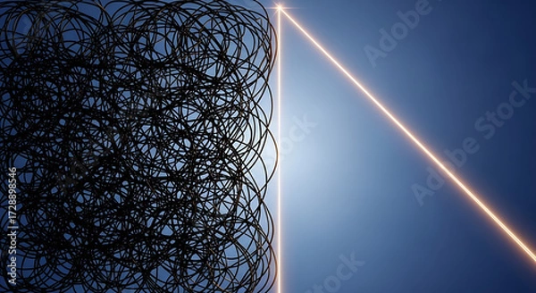 Fototapeta Innovative laser technology illuminating chaos digital space visual art abstract aerial perspective conceptual inspiration