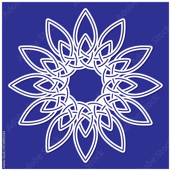 Fototapeta Celtic knot flower mandala vector design with symmetrical interlaced lines. Perfect for tattoos, logos, decorative elements, spiritual art, and traditional cultural patterns.
