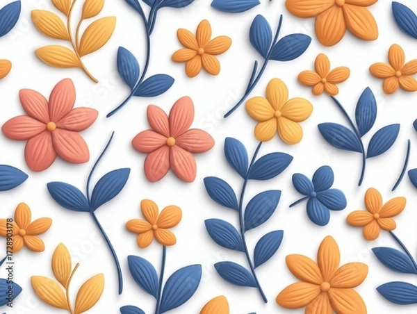 Obraz Floral pattern with 3D effect