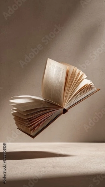 Fototapeta Floating Open Book Minimalist Layout