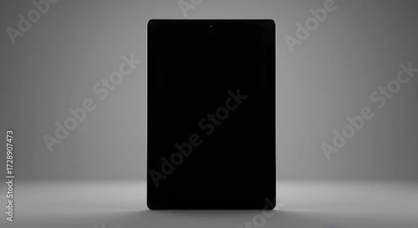 Fototapeta Black tablet computer on grey background --ar 169