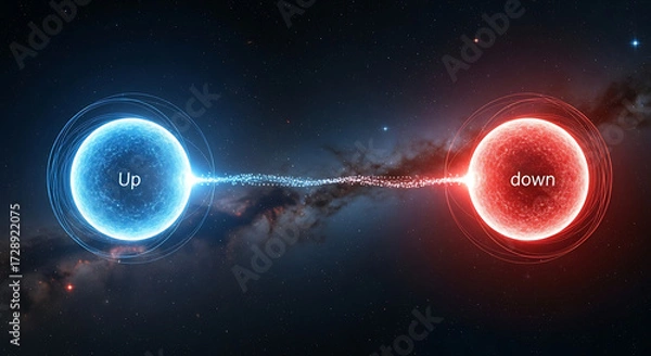 Fototapeta Dynamic interplay of up and down forces cosmic space digital artwork abstract environment futuristic viewpoint