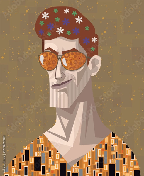Fototapeta man with glasses in ornamental patterned style