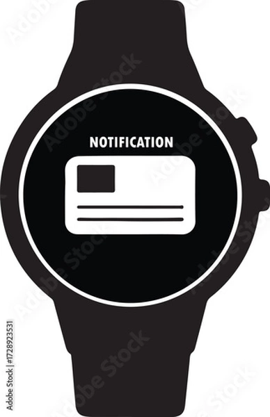 Obraz Smartwatch notification black icon, flat vector silhouette
