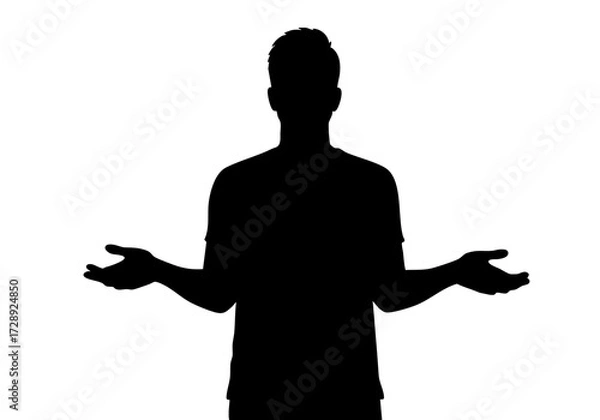 Fototapeta Silhouette of a man with open arms, offering an embrace or gesture of acceptance.