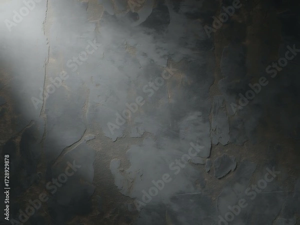 Fototapeta Textured Dark Wall with Dramatic Spotlight Creating Shadows and Highlights, ai-generated