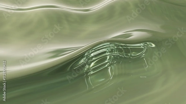 Fototapeta Underneath the Surface Abstract Ocean Wave with Glimpses of Underwater Life and Motion, ai-generated