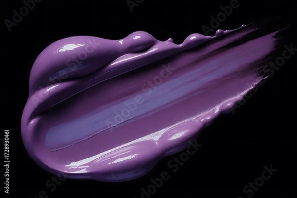 Fototapeta Viscous Lavender Cream Swirl Texture Cosmetic Makeup Swatch on Black Background, ai-generated