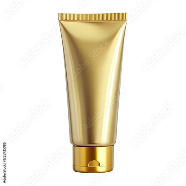 Fototapeta Premium Gold Hand Cream Tube with Cap Isolated on Transparent Background