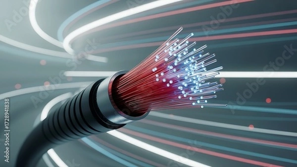 Fototapeta High Speed Fiber Optic Cable Illustrating Future Internet and Data Transmission Concepts, ai-generated