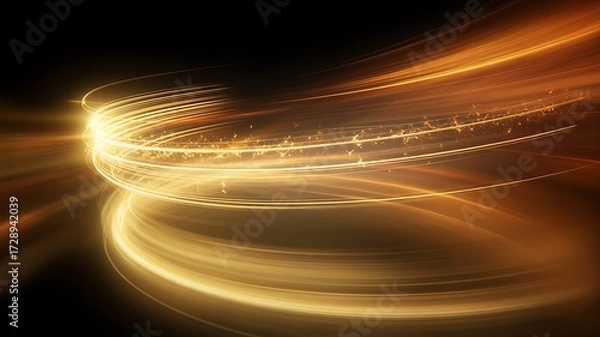 Fototapeta Abstract Golden Light Trails Streaks Motion Effect Background Vibrant Energy Flow, ai-generated