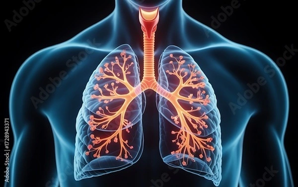 Fototapeta Understanding the Human Respiratory System and Its Vital Functions, ai-generated