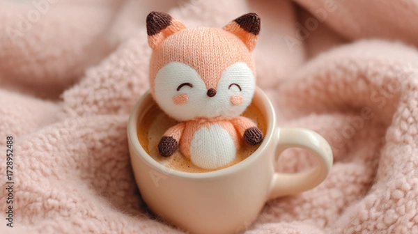 Fototapeta キツネのぬいぐるみ / Fox Plush in Coffee Cup