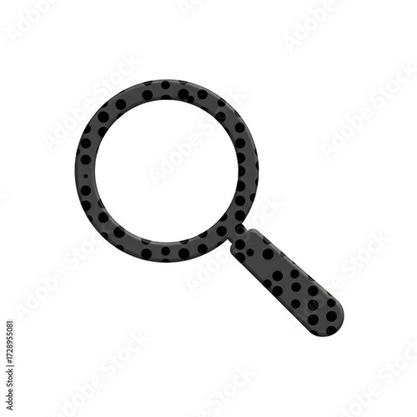 Fototapeta Magnifying glass icon with black dots isolated on transparent background