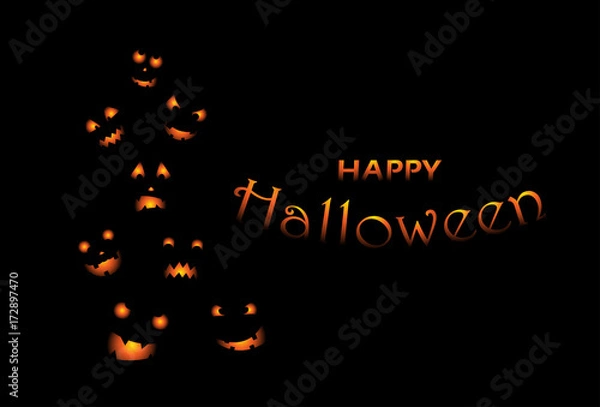 Fototapeta Halloween party invitation with scary pumpkins. Funny and evil pumpkins for halloween design