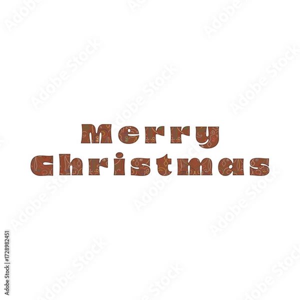 Obraz Merry Christmas Red Text Vector Typography with white dotted Pattern and Colourful Holiday Details 
